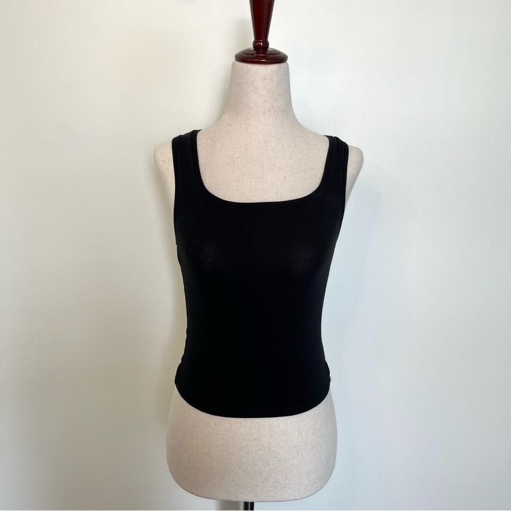 Victoria's Secret PINK Black Square Neck Fitted Tank Top